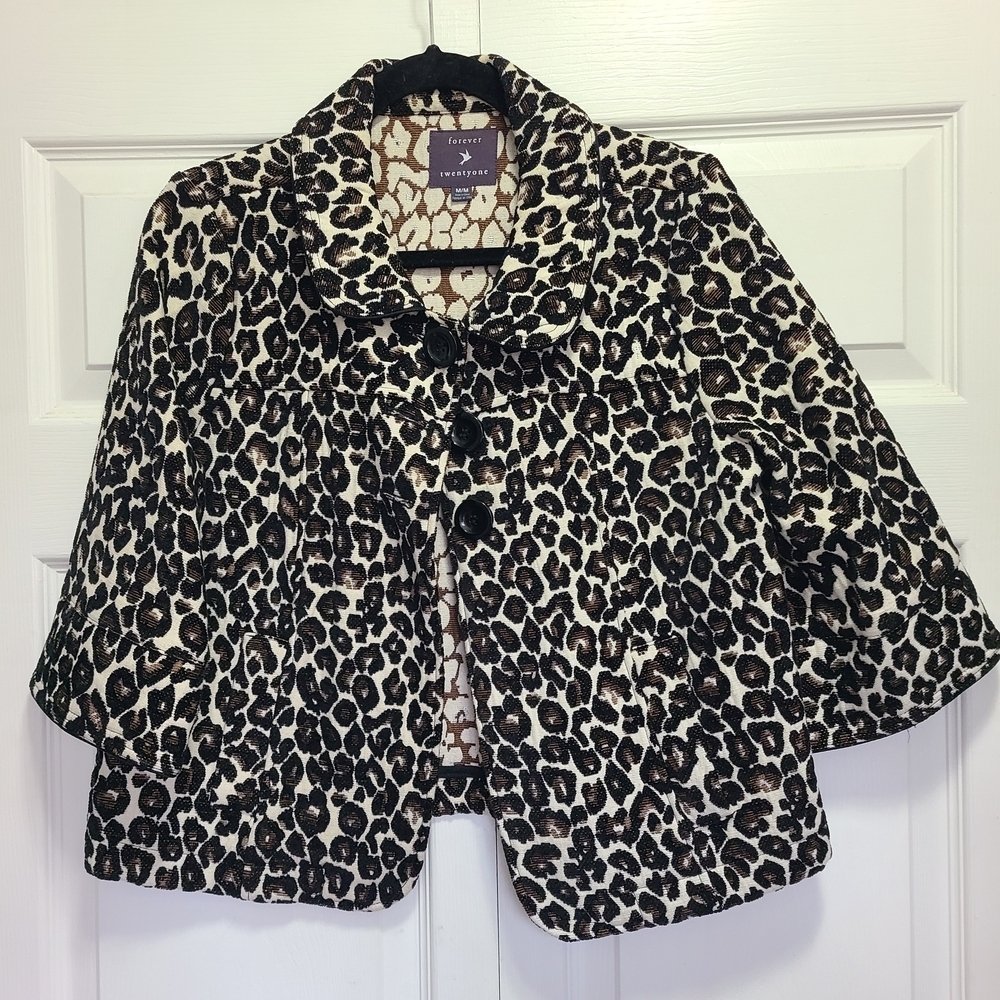 Forever 21 Leopard Print Cape Jacket